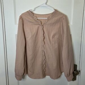 Shein Blush Lace Detail Blouse